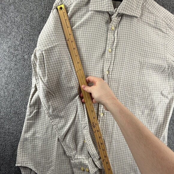 Etro Milano Italy Size 42 Button Up Shirt Long Sleeve Blue White Check Woven - Picture 7 of 14